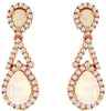 1.39CT DIAMOND & AAA OPAL 14KT ROSE GOLD PEAR SHAPE TEAR DROP HANGING EARRINGS