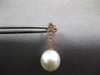 ESTATE LARGE .45CT DIAMOND & AAA SOUTH SEA PEARL 18KT ROSE GOLD 3D BAR HANGING EARRINGS