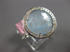 LARGE 3.52CT DIAMOND & AAA AQUAMARINE 14KT WHITE GOLD ROUND HALO FILIGREE RING