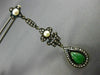 ANTIQUE LARGE .52CT DIAMOND AAA PEARL & JADE 18K GOLD & 925 SILVER DROP EARRINGS