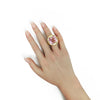 LARGE 50.58CT DIAMOND & AAA KUNZITE 18KT YELLOW GOLD CUSHION & ROUND SQUARE RING