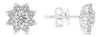 ESTATE 1.0CT DIAMOND 14KT WHITE GOLD 3D ROUND CLASSIC FLOWER STAR STUD EARRINGS