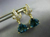 4.10CT DIAMOND & AAA LONDON BLUE TOPAZ 14K 2 TONE GOLD TRILLION HANGING EARRINGS
