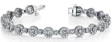4.79CT DIAMOND 14KT WHITE GOLD 3D CLASSIC MULTI FLOWER ETERNITY TENNIS BRACELET