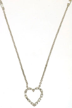 .25CT DIAMOND 14KT WHITE GOLD ROUND & BAGUETTE OPEN HEART BY THE YARD NECKLACE