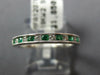 ESTATE .31CT DIAMOND & AAA EMERALD 18K WHITE GOLD ROUND CHANNEL ANNIVERSARY RING