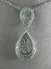 ANTIQUE LARGE 1.76CT DIAMOND 18K WHITE GOLD FILIGREE MILGRAIN DROP PENDANT 14837