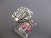 LARGE 1.87CT DIAMOND 18KT WHITE GOLD ROUND & BAGUETTE CLUSTER SQUARE FLOWER RING