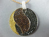 ESTATE LARGE 2.46CT MULTI COLOR DIAMOND 18K TRI COLOR GOLD CIRCULAR LEAF PENDANT