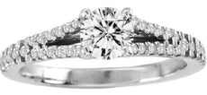 0.77CT DIAMOND 14KT WHITE GOLD 3D ROUND SOLITAIRE SEMI ETERNITY ENGAGEMENT RING
