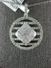 1.18CT DIAMOND 18K WHITE GOLD ROUND & PRINCESS CIRCULAR SQUARE INVISIBLE PENDANT