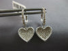 ESTATE .43CT DIAMOND 14KT WHITE GOLD 3D CLASSIC HEART LOVE HANGING EARRINGS