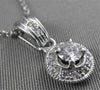 ANTIQUE .47CTW DIAMOND SOLITAIRE 14K WHITE GOLD PENDANT + CHAIN