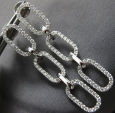 ESTATE LARGE .88CT DIAMOND 18KT WHITE GOLD 3D OVAL CLASSIC LINK HANGING EARRINGS