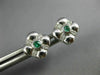 ESTATE .20CT DIAMOND & AAA EMERALD 14KT WHITE GOLD FLOWER SQUARE STUD EARRINGS
