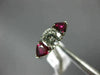 ESTATE 1.90CT DIAMOND & AAA RUBY PLATINUM PEAR SHAPE THREE STONE ENGAGEMENT RING