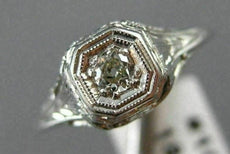 ANTIQUE .20CT OLD MINE DIAMOND 14K WHITE GOLD 3D FILIGREE ENGAGEMENT RING 10181