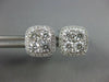 ESTATE LARGE 1.83CT DIAMOND 18KT WHITE GOLD 3D CLUSTER SQUARE HALO STUD EARRINGS