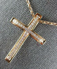 ESTATE LARGE .21CT DIAMOND 18KT ROSE GOLD CLASSIC CROSS PENDANT