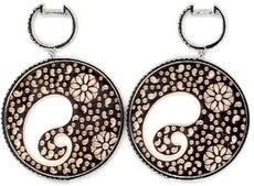 LARGE 1.07CT DIAMOND 18KT YELLOW GOLD OPEN FILIGREE HUGGIE FUN HANGING EARRINGS