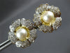 LARGE 1.05CT DIAMOND & AAA SOUTH SEA PEARL 14KT 2 TONE GOLD 3D FLOWER EARRINGS