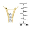 1.0CT DIAMOND 14KT YELLOW GOLD 3D ROUND 3 STONE JOURNEY V SHAPE FLOATING PENDANT