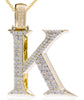 ESTATE EXTRA LARGE 1.58CT DIAMOND 14K YELLOW GOLD K INITIAL FUN FLOATING PENDANT