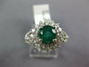 ESTATE WIDE 2.0CT DIAMOND & AAA EMERALD 14KT WHITE GOLD FLOWER ENGAGEMENT RING