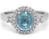 1.58CT DIAMOND & AAA PARAIBA TOURMALINE 18KT WHITE GOLD 3 STONE ENGAGEMENT RING