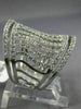 ESTATE LARGE 1.60CT ROUND DIAMOND 18KT WHITE GOLD MULTI ROW MULTI WAVE FUN RING