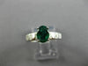 ESTATE 1.02CT DIAMOND & AAA EMERALD 14KT WHITE GOLD OVAL ENGAGEMENT RING #25511
