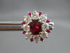 ESTATE LARGE 1.81CT DIAMOND & AAA RUBY 14KT WHITE GOLD 3D FLOWER STUD EARRINGS