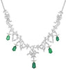 LARGE 10.87CT DIAMOND & AAA EMERALD 18KT 2 TONE GOLD CHANDELIER LARIAT NECKLACE