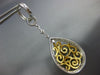 ESTATE LARGE 2.11CT DIAMOND 18KT 2 TONE GOLD FILIGREE TEAR DROP HANGING EARRINGS