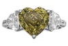 4.99CT WHITE & FANCY YELLOW DIAMOND 18KT WHITE GOLD 3D 3 STONE ENGAGEMENT RING
