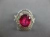 LARGE 4.08CT DIAMOND & AAA RUBY 14KT WHITE GOLD OVAL DOUBLE HALO INFINITY RING