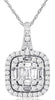 .60CT DIAMOND 14KT WHITE GOLD ROUND & BAGUETTE SQUARE CLUSTER FLOATING PENDANT