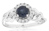 ESTATE .90CT DIAMOND & AAA SAPPHIRE 14K WHITE GOLD 3D ROUND HALO ENGAGEMENT RING