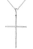 ESTATE .14CT DIAMOND 14KT WHITE GOLD 3D ROUND CLASSIC CROSS FLOATING PENDANT