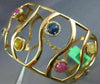 LARGE 9.45CT DIAMOND & AAA MULTI COLOR SAPPHIRE 18K ROSE GOLD 3D BANGLE BRACELET