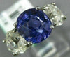 ANTIQUE 5.63CT DIAMOND & AAA SAPPHIRE 14K WHITE GOLD THREE STONE ENGAGEMENT RING