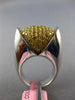 EXTRA LARGE 4.20CT FANCY YELLOW DIAMOND 18K WHITE GOLD ROLLING FOOTBALL FUN RING
