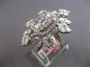 ESTATE EXTRA LARGE 4.06CT DIAMOND 18KT WHITE GOLD 3D SQUARE FLOWER COCKTAIL RING