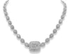 EXTRA LARGE 10.61CT DIAMOND 18KT WHITE GOLD 3D ROUND & BAGUETTE SQUARE NECKLACE