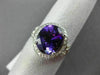 ESTATE LARGE 3.53CT DIAMOND & AMETHYST 14KT WHITE GOLD 3D HALO ENGAGEMENT RING