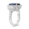 LARGE DIAMOND & AAA SAPPHIRE 18K WHITE GOLD OVAL MOONSTONE HALO ENGAGEMENT RING