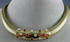 ANTIQUE 1.0CT OLD MINE DIAMOND RUBY 14K YELLOW GOLD SNAKE TUBAGOS NECKLACE #2295
