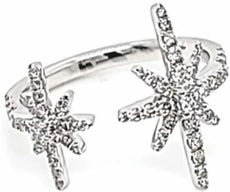 ESTATE WIDE .48CT DIAMOND 18KT WHITE GOLD 3D DOUBLE SNOWFLAKE FUN RING