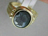 ESTATE AAA BLACK ONYX 14KT YELLOW GOLD 3D CARVED ROMAN SOLDIER MEN'S RING #20078