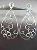 ESTATE MASSIVE .68CT DIAMOND 14KT WHITE GOLD FILIGREE TEAR DROP HANGING EARRINGS